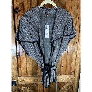 Dana Buchman Women's Open Front Blazer Belt Collar Gray Black Size X-Large